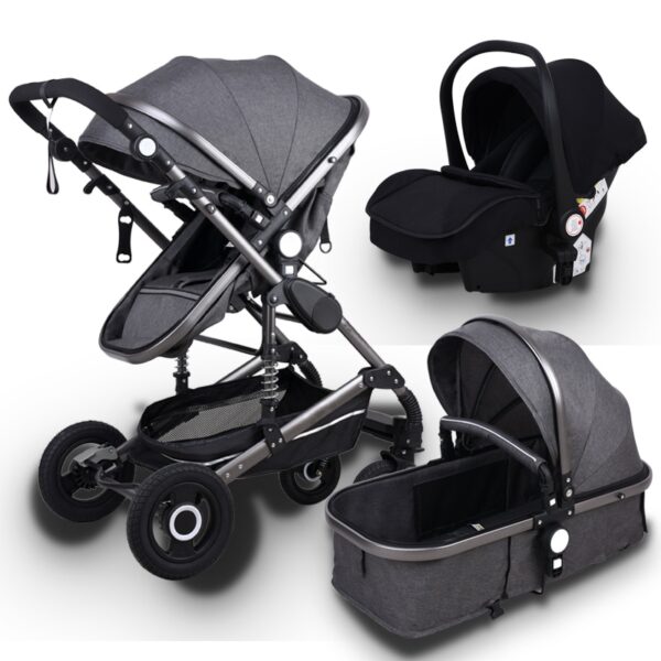 Newborn Baby Stroller 3 in 1 High Landscape Carriages Luxury Travel Pram Quality Bebe Basket Whit Car Seat Hot Sale EU No Tax
