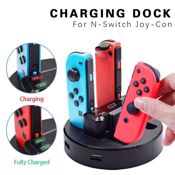 Joy-Con Charger Dock Station LED Charge Stand Holder With Micro USB Cable for Nintendo Switch Console