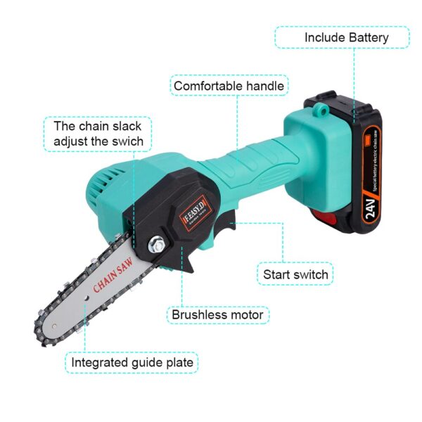 24V 550W Electric Chain Saw Lithium Battery Mini Pruning One-Handed Garden Tool With Chainsaws Rechargeable Woodworking