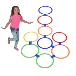 Hopscotch Rings Set with 10 Hoops and 10 Connectors For Kids Toys Sensory Play Indoor Outdoor Children Games
